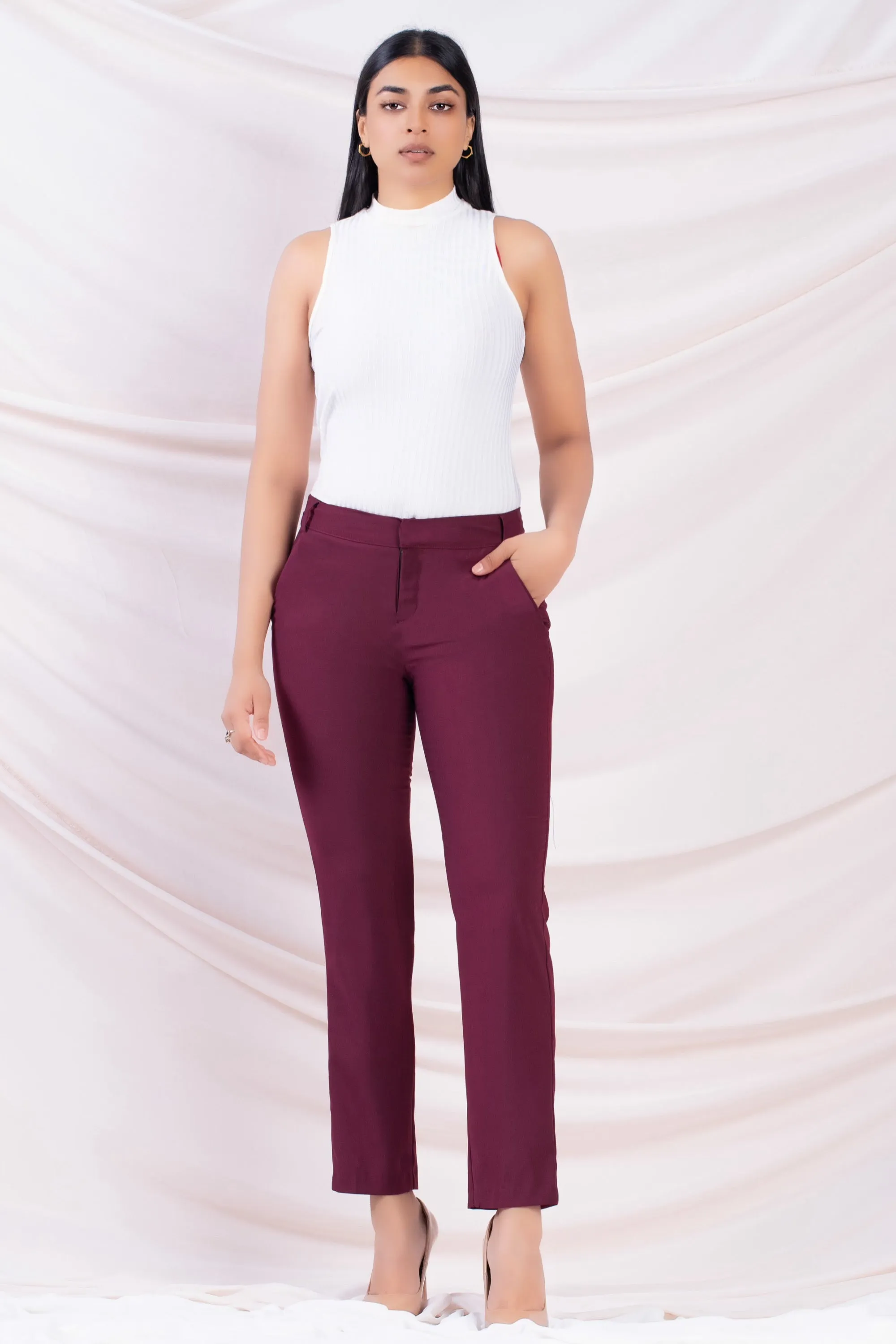 Maroon Straight Cut Pant