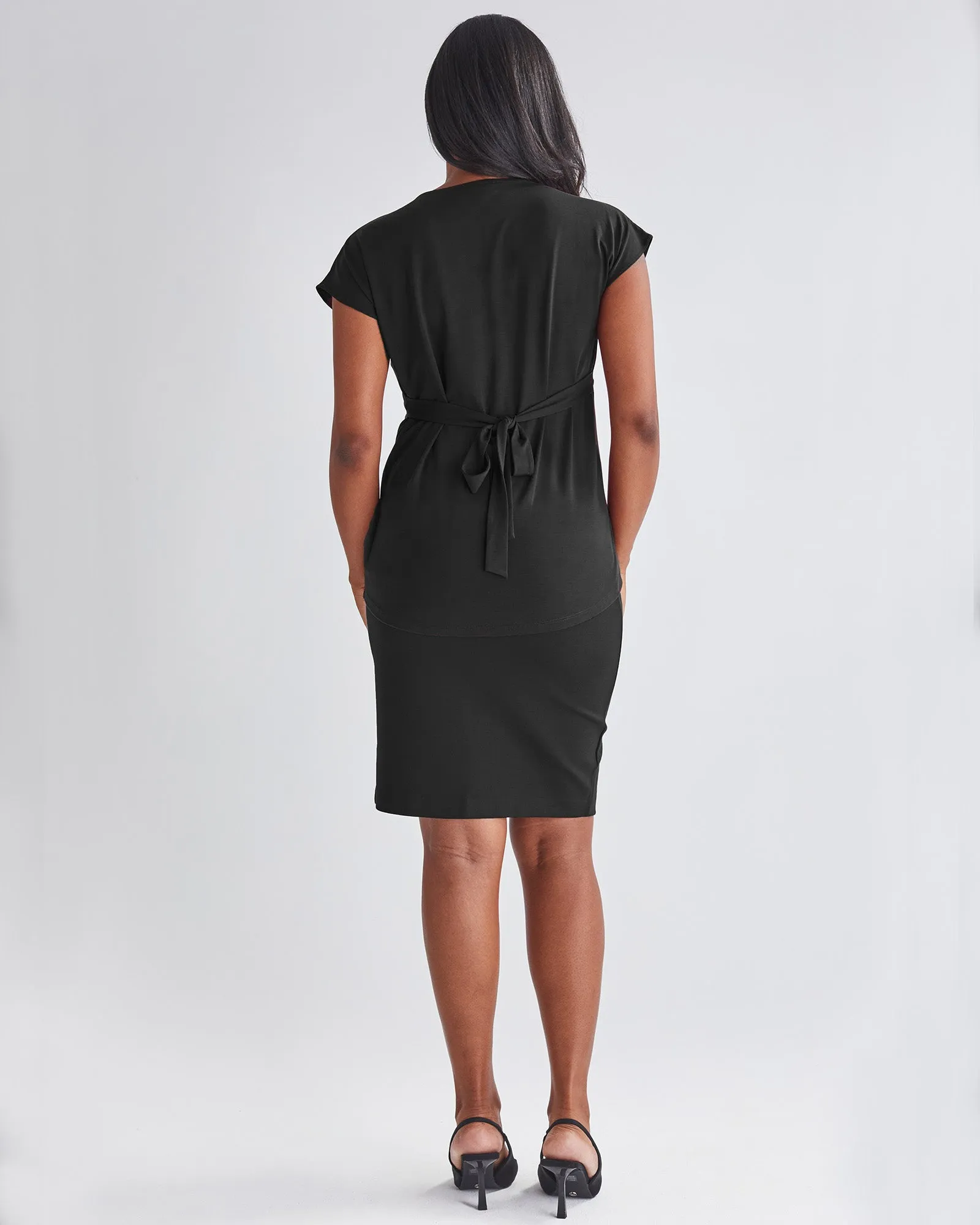 Maternity Straight Cut Ponte Work Skirt in Black