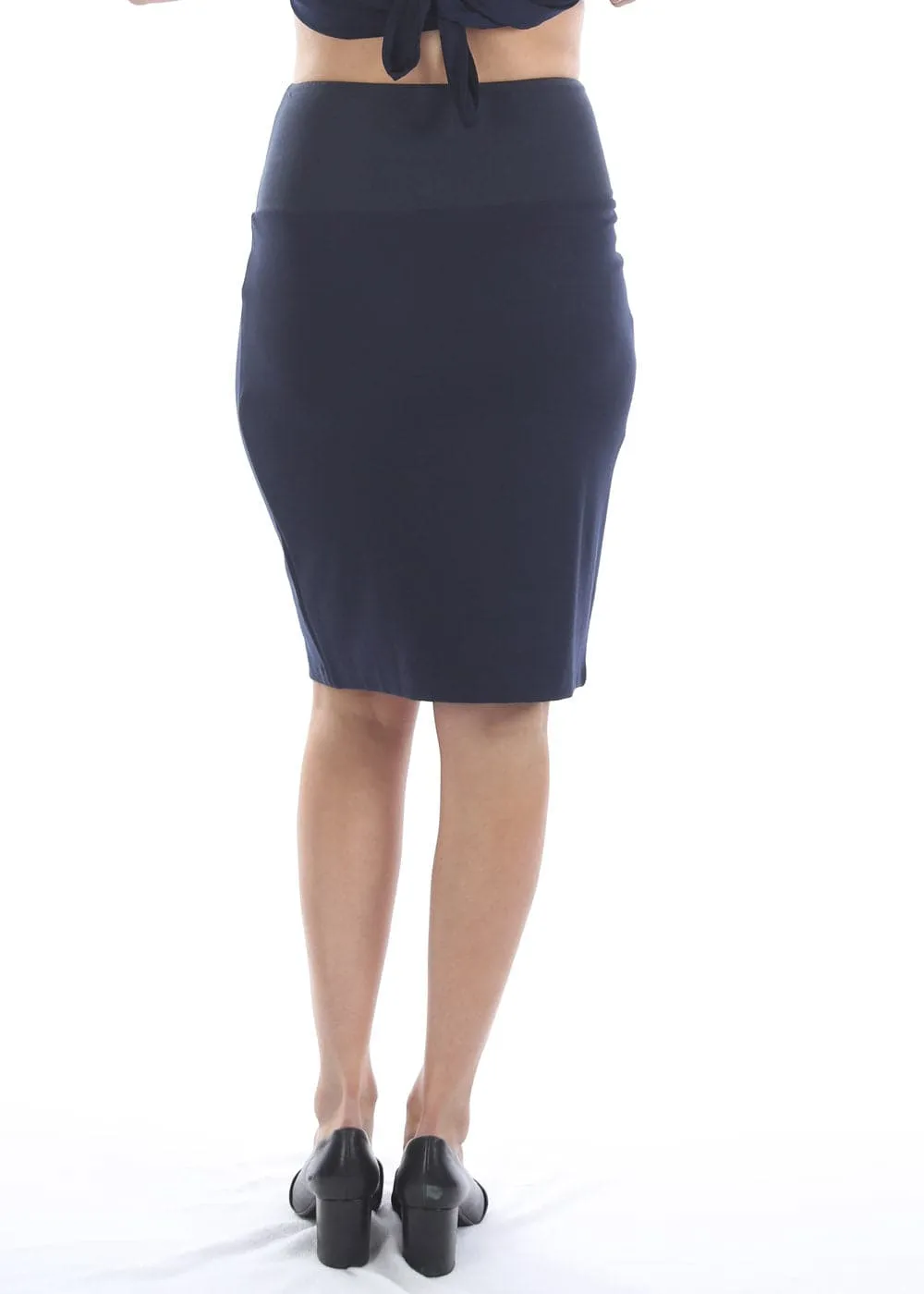 Maternity Straight Cut Ponti Work Skirt in Navy