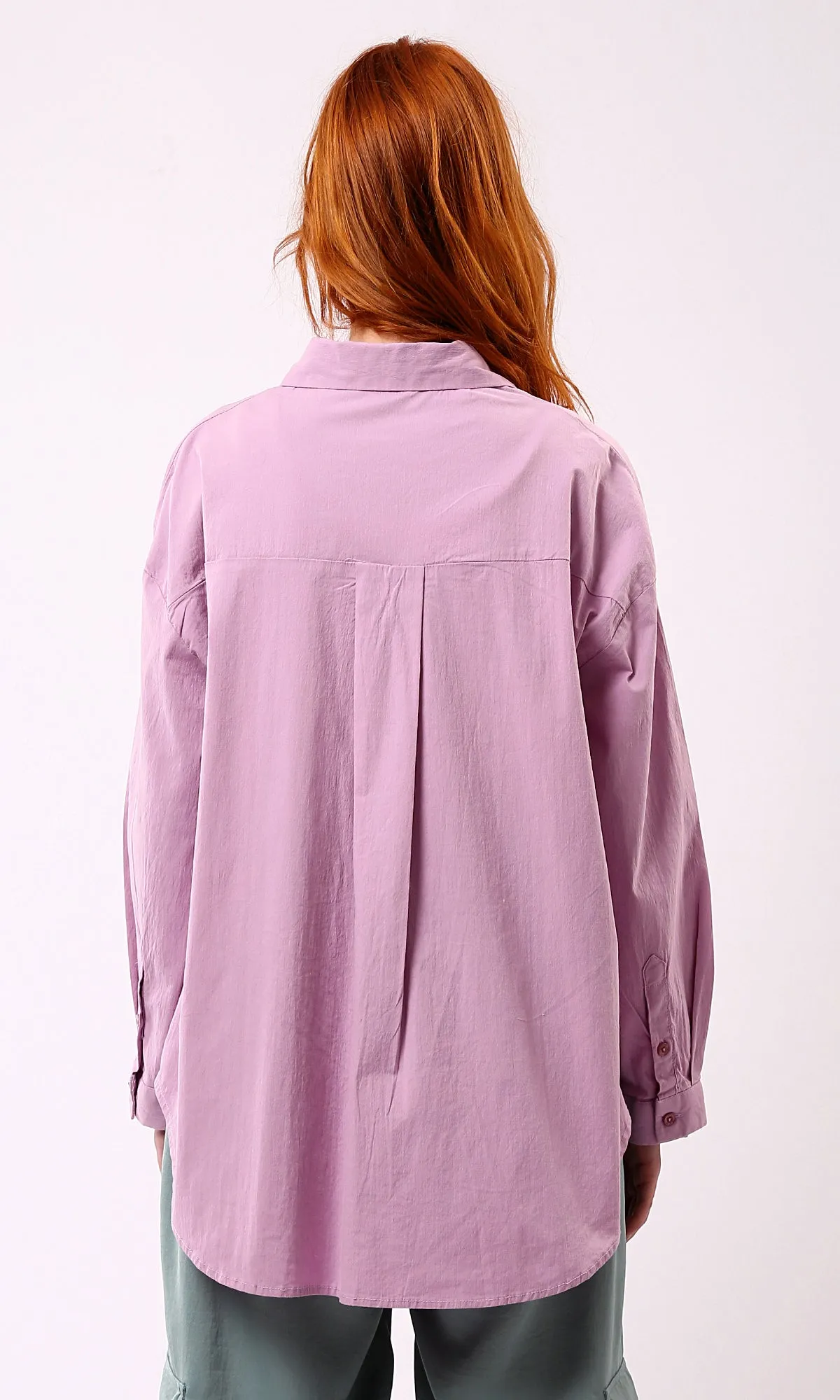 O177907 Light Purple Casual Shirt With Front Pockets