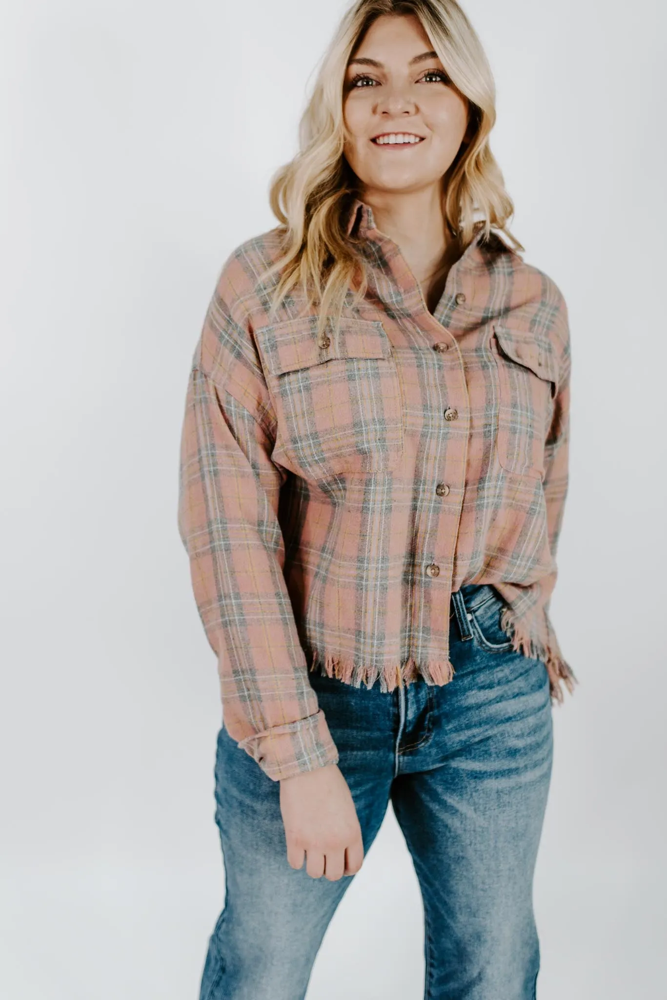 Olivia Washed Plaid Flannel Top