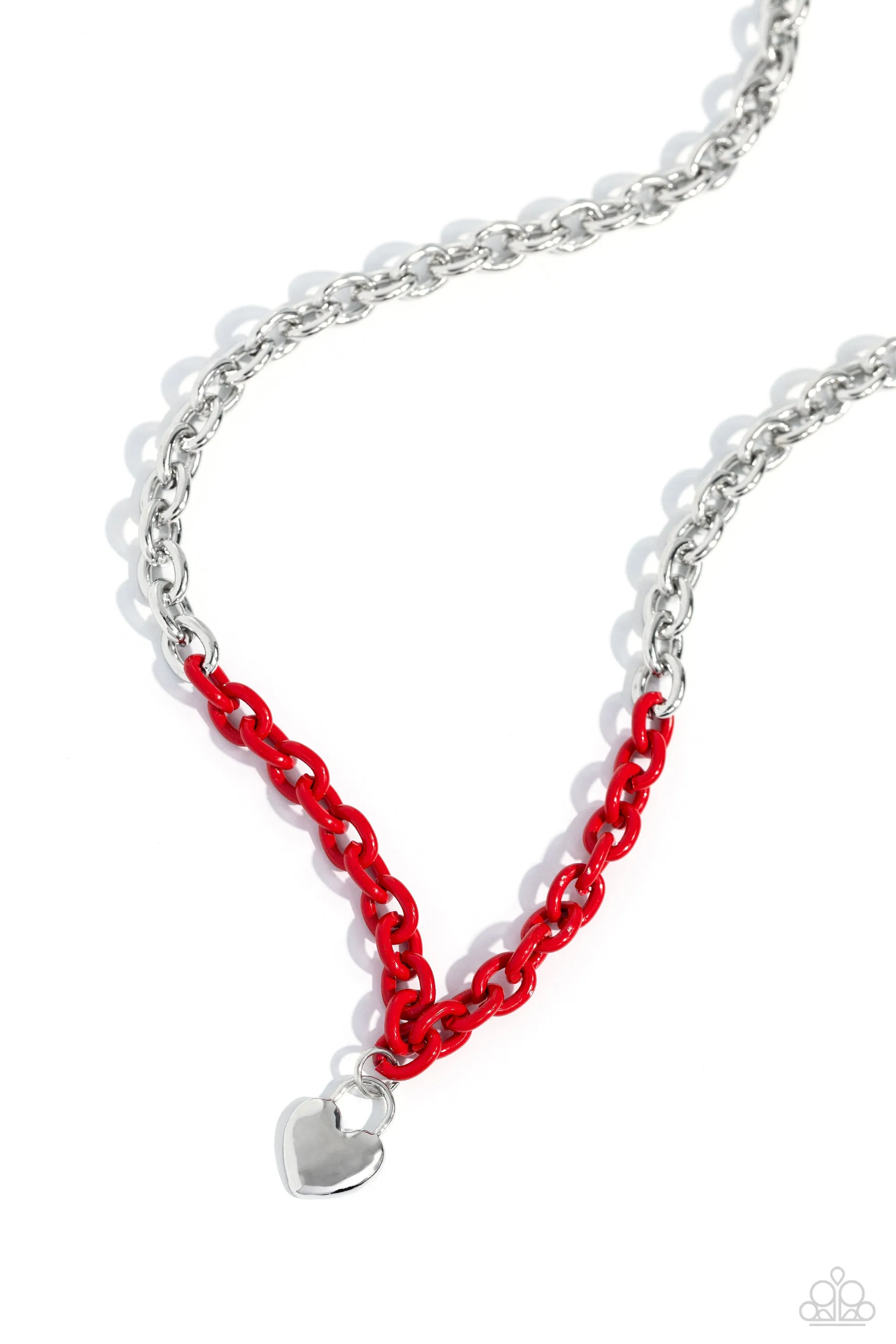 Paparazzi Locked Down - Red Heart Necklace