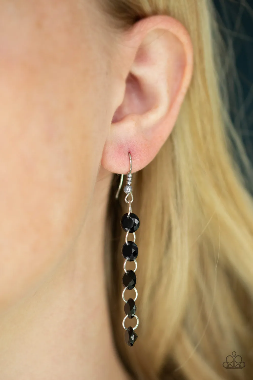 Paparazzi Trickle-Down Effect Black Earrings