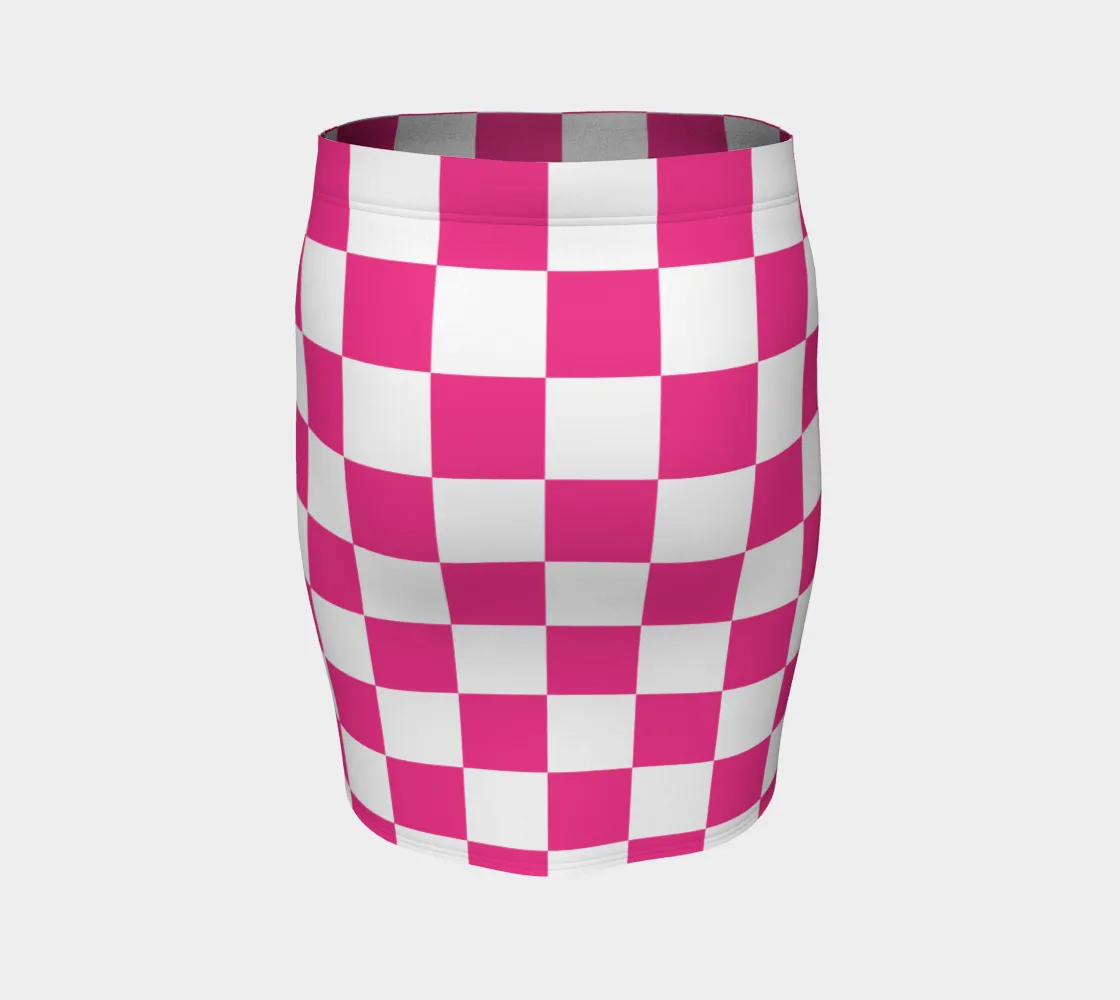 Pink Checkered Fitted Skirt