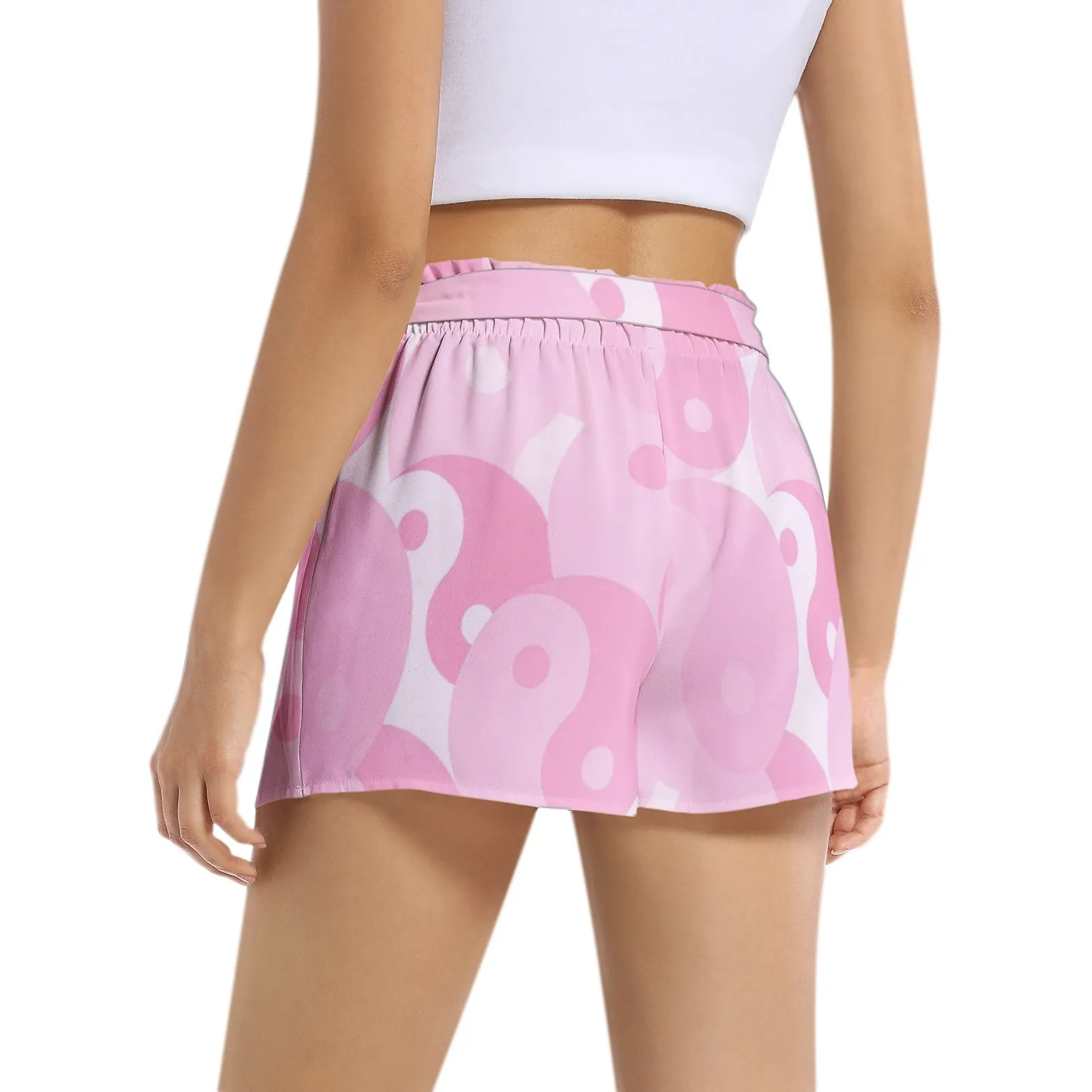 Pink Yin and Yang Women's Belted Short