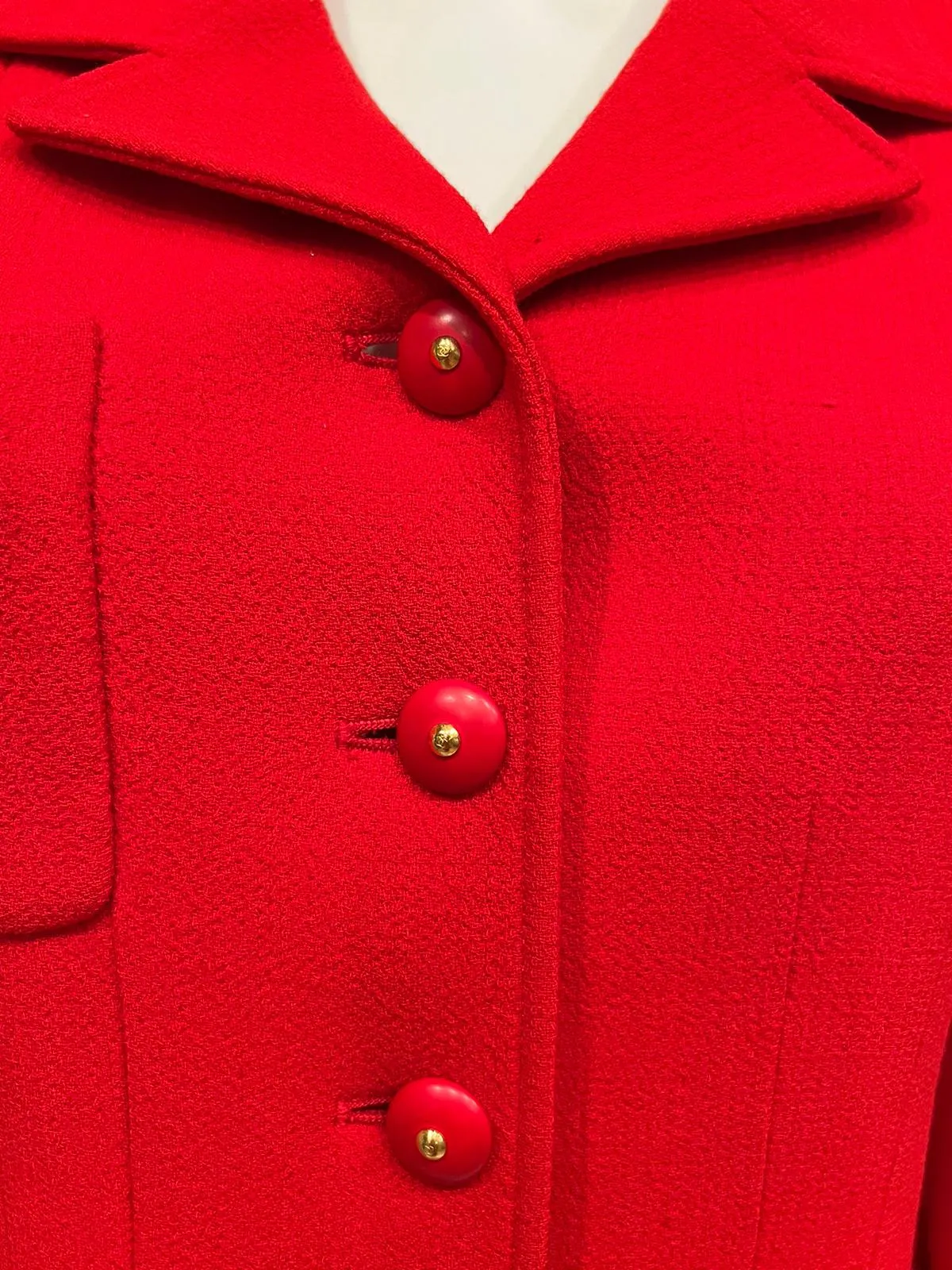 Rare Collectors Chanel Vintage 95A 1995 Fall Red Long Jacket US 6