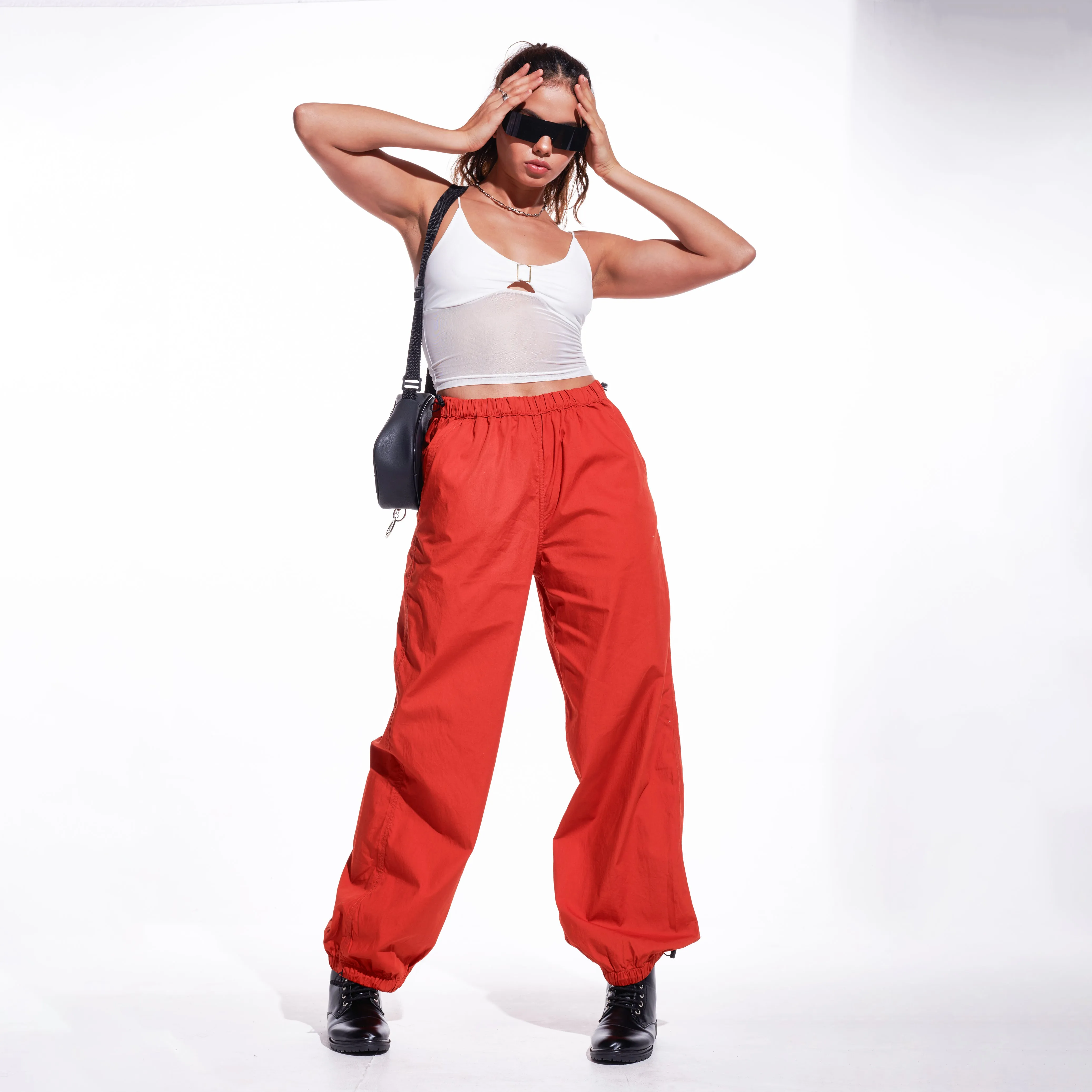 Rust Orange Parachute Pants