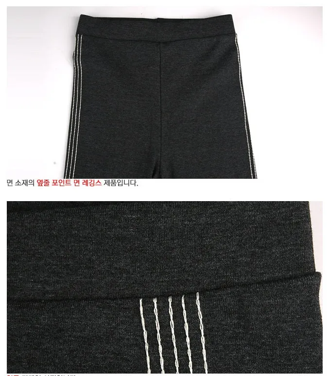 Side Stitched Striped Leggings Stockings Tights Cotton Stretch Elastic Basic Casual Sexy Korean Style Fashion Slim