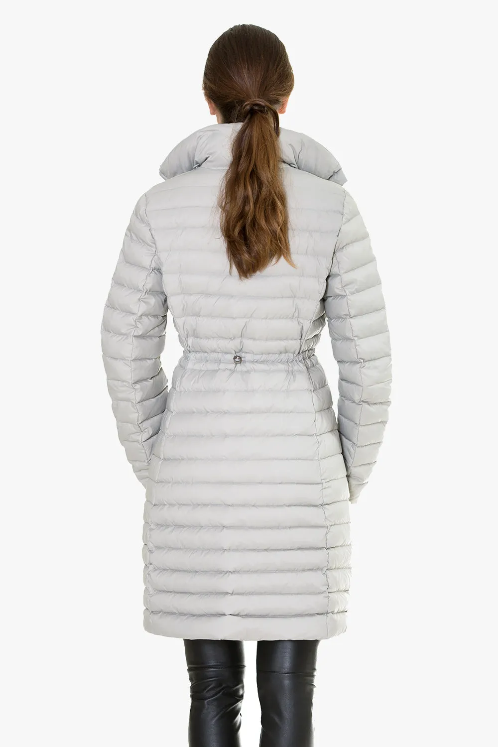 Silver Hooded Quilted Shell Down Jacket