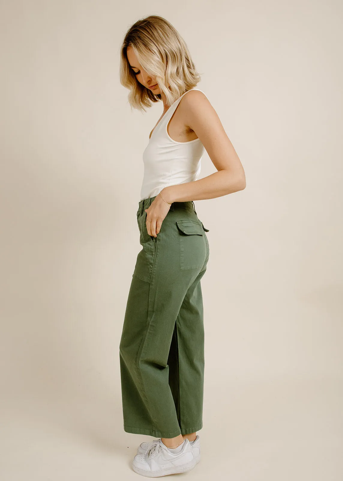 Sofia Wide Leg Utility - Basil