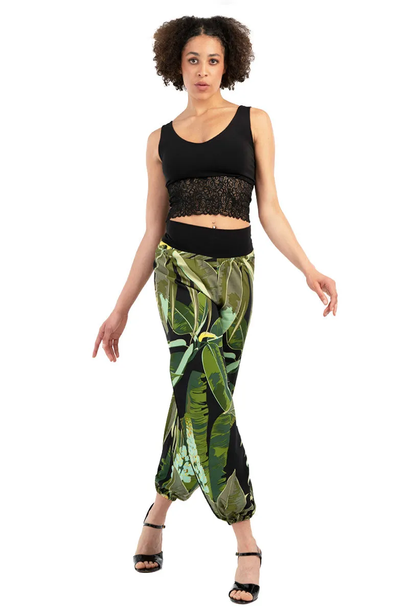 Tropical Print Gathered Tango Pants