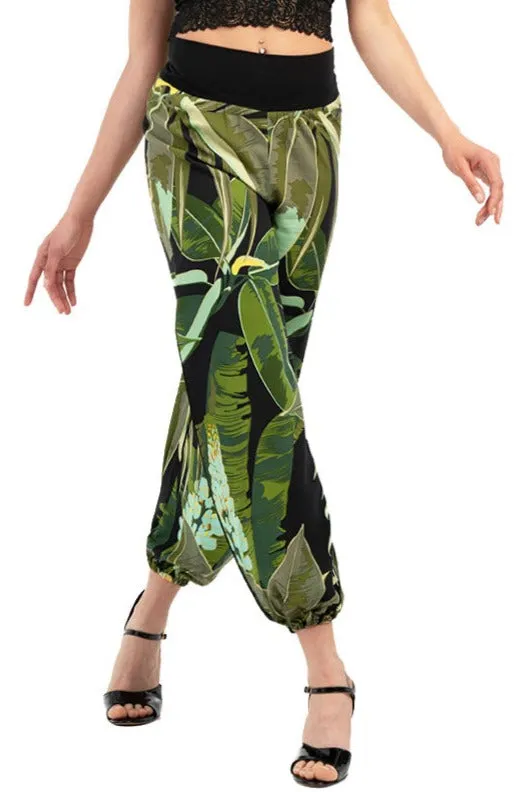 Tropical Print Gathered Tango Pants