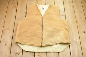 Vintage 1980s Carhartt Sherpa Lined Vest / Workwear / Streetwear / Made In USA / 80s / Fur Lined Vest / Distressed Carhartt / Union Made