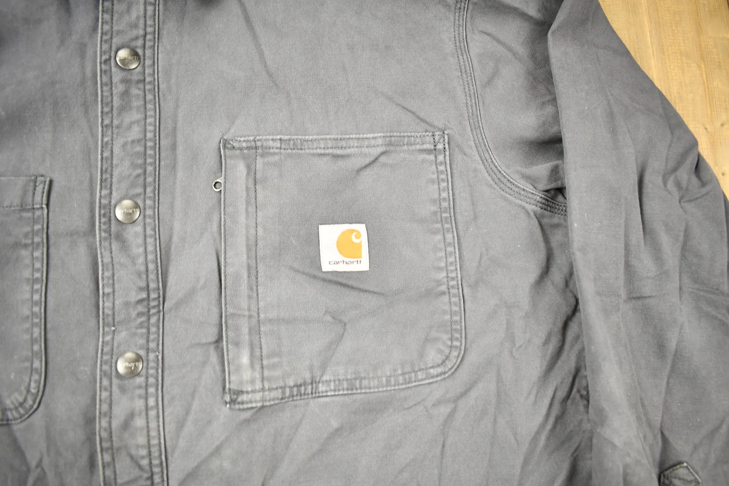 Vintage 1990s Carhartt Light Weight Jacket / Workwear / Streetwear / Fleece Lined Jacket / Windbreaker / Snap Button