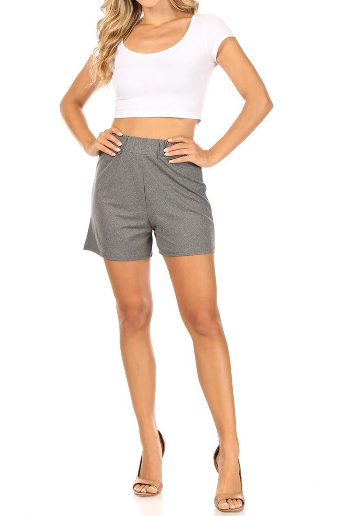 Women's Casual Elastic Basic Solid Pants Shorts