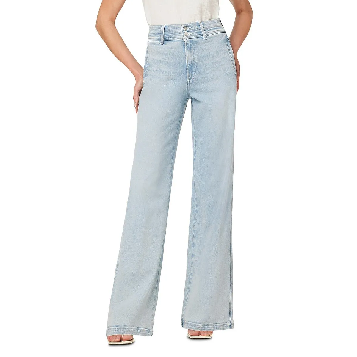 Womens High Rise Light Wash Wide Leg Jeans